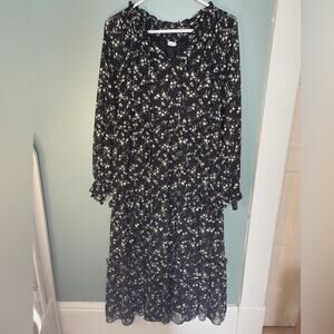 Black floral oversized long sleeved dress
